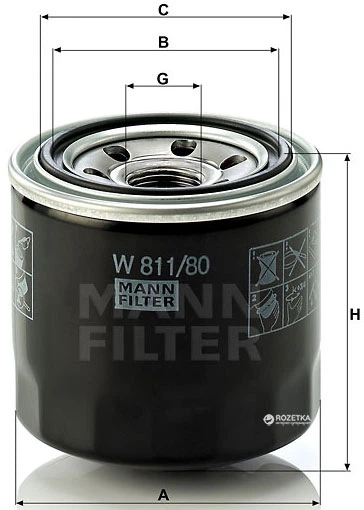 Фільтр оливний MANN W 811/80 – W 817/80